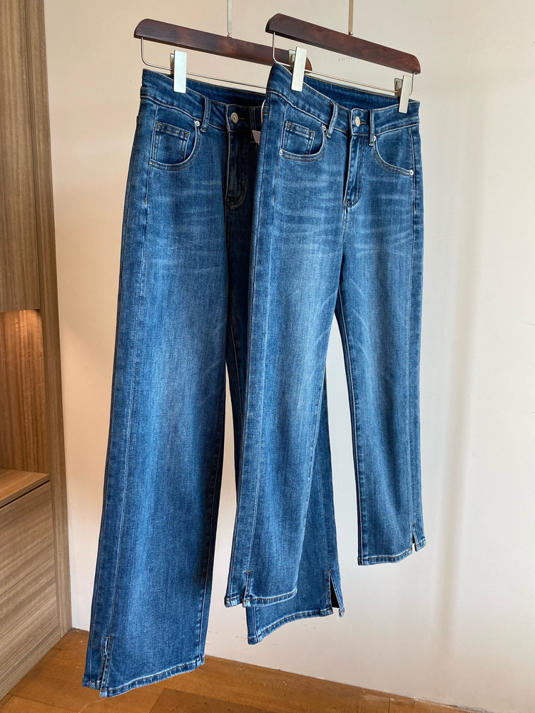 It looks so slim! Popular pocket design high-waisted slimming straight-leg 9-inch women's jeans spring/Summer new E013114 pic 42