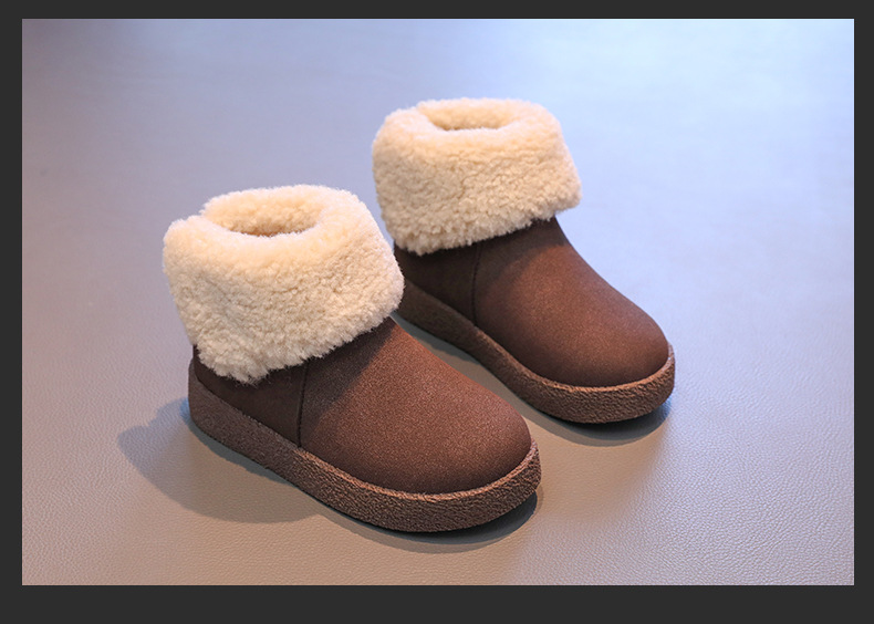 女童雪地靴儿童保暖鞋2024冬季新款毛毛翻边雪地棉中大童加绒短靴详情14