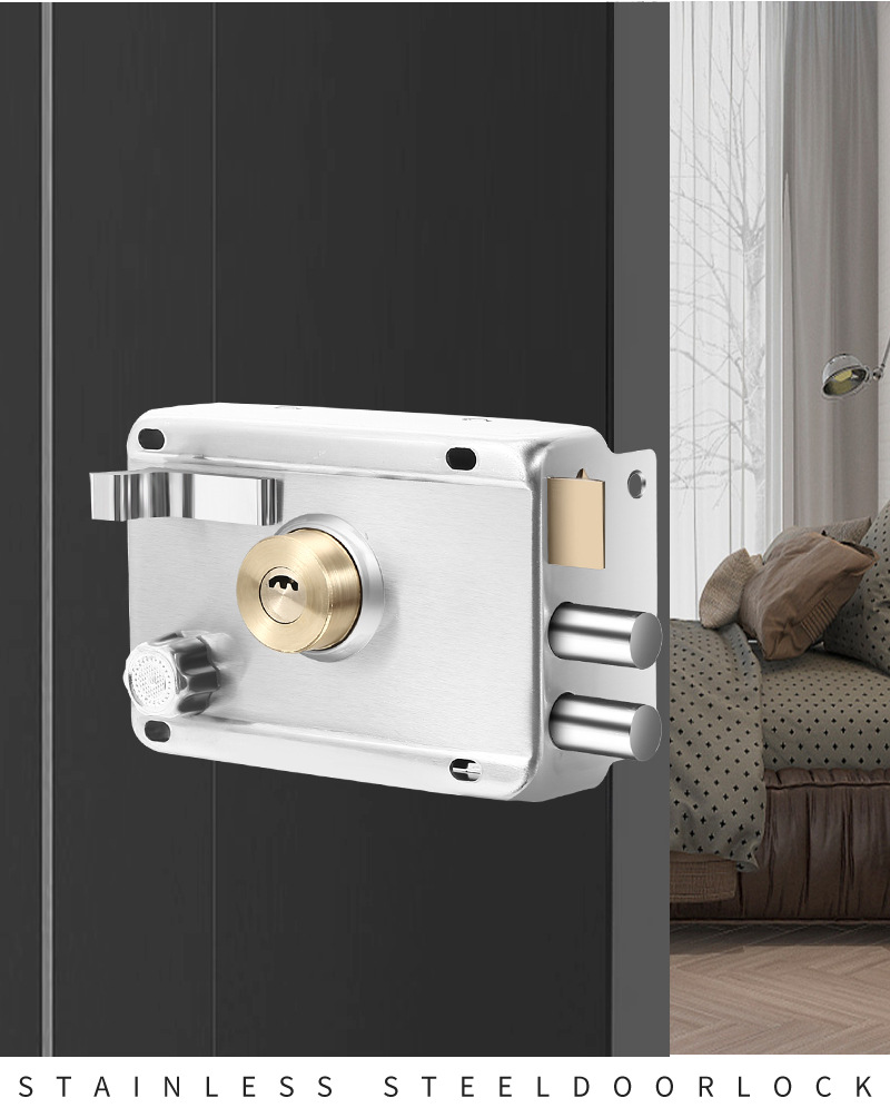 不锈钢外装门锁家用通用型老式防盗大门铁门室内木门宿舍锁具详情14