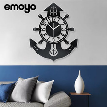 现代简约透明亚克力创意悬浮挂钟 客厅木质装饰时钟北欧静音壁钟详情17