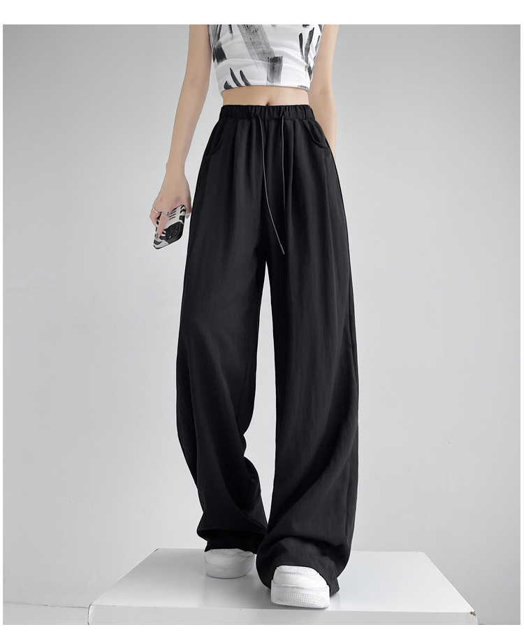 冰丝山本休闲裤女2024夏季新款高腰宽松直筒防晒垂感日系阔腿裤潮详情66