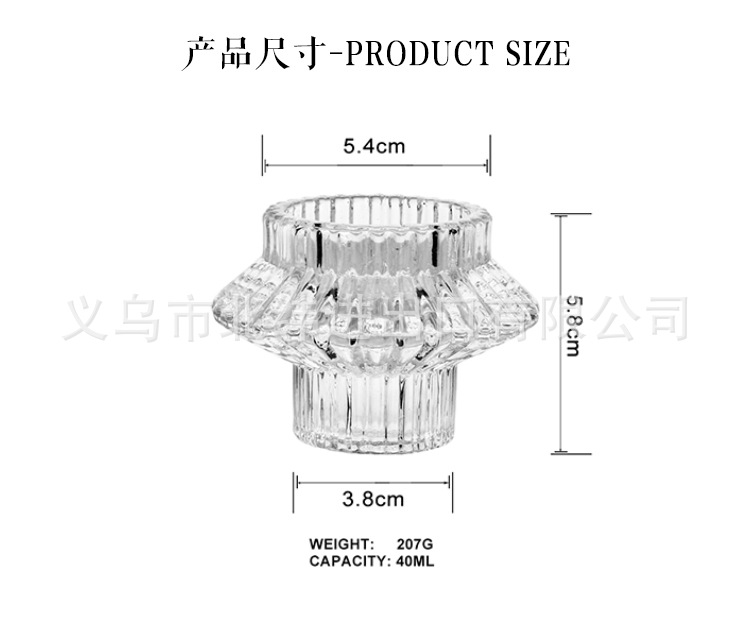 A dual-purpose glass candlestick that can be used on both sides, suitable for restaurants, bars, flying saucer candlesticks, and wedding exhibition arrangements pic 2