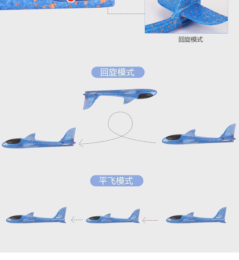 49cm大号发光泡沫飞机批发夜市手抛回旋飞机模型户外仿真航模玩具详情12