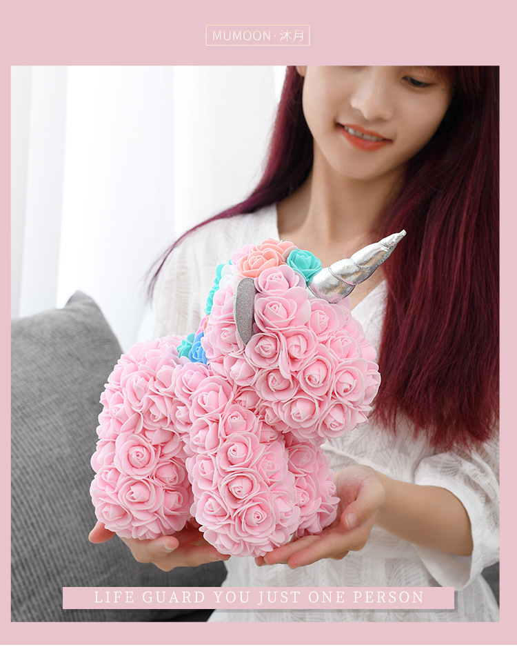 圣诞情人节礼物玫瑰熊迷你玫瑰花独角兽小号创意生日礼物女友闺蜜详情1