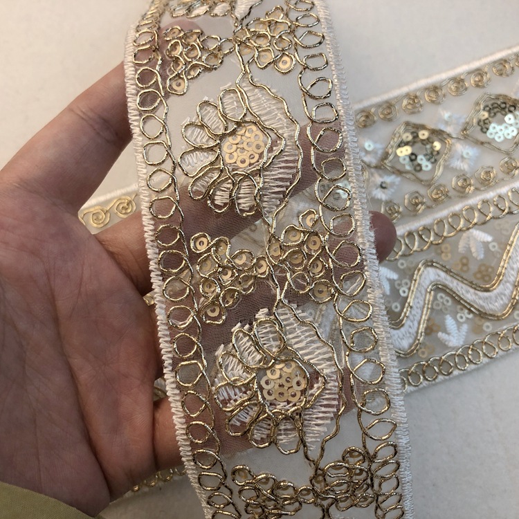 In stock: mesh, sequin, embroidery, lace, gold thread, bone lace, webbing, curtains, wedding lace, clothing accessories pic 29