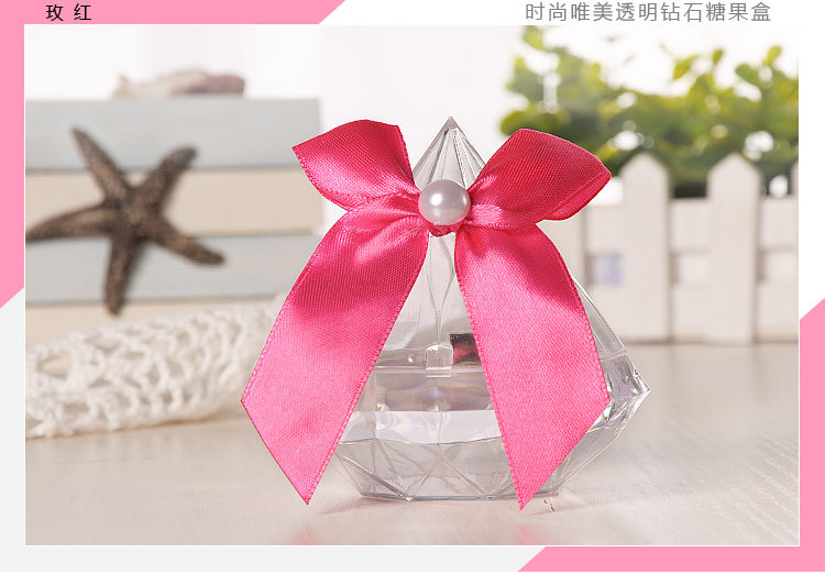 婚庆产品欧式婚庆用品创意钻石喜糖盒手工蝴蝶结透明糖盒子个性新娘糖果盒详情13