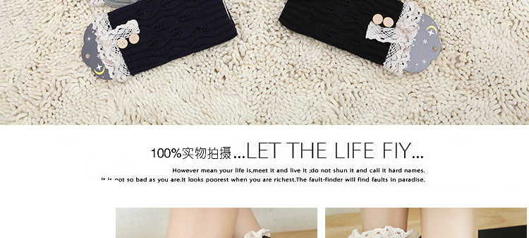 Korean knitted warm leg guards for autumn and winter, sweet solid color lace cutout leg covers, loose button ankle boot covers pic 14