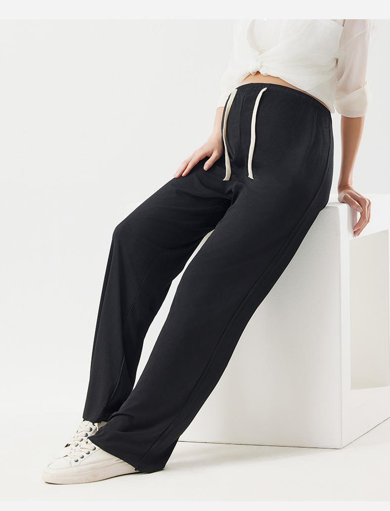 春夏新款亲肤冰丝凉感抽绳运动休闲孕妇裤显瘦舒适无托腹布阔腿裤详情25