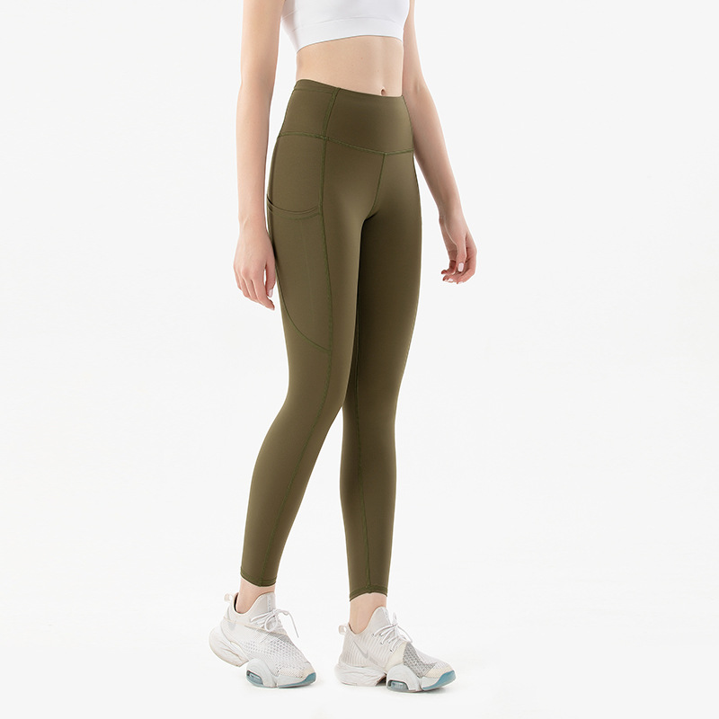 2020 New style yoga pants for women, cross-border Amazon double-sided nylon stretch sports tight pants, European and American fitness pants for women pic 13