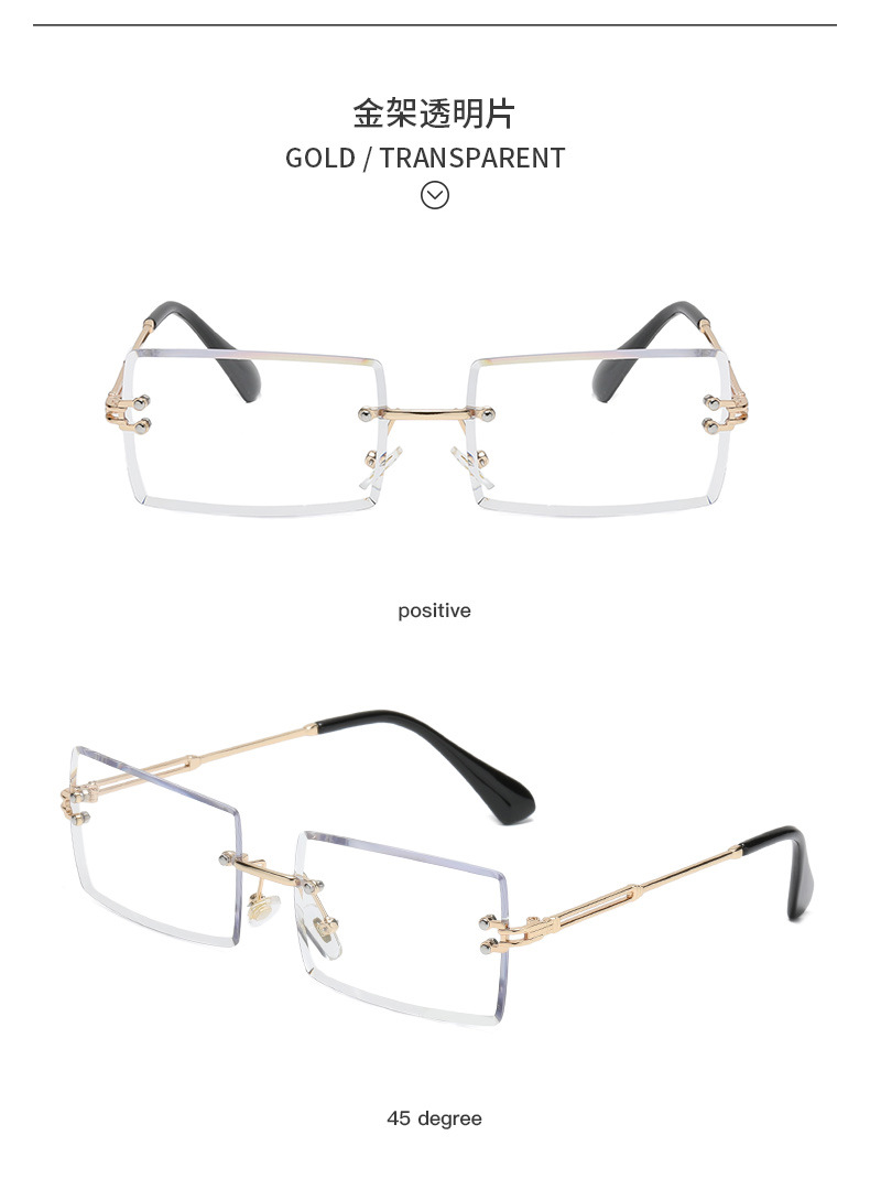 New frameless trimmed square gradient ocean sunglasses, European and American fashion, Instagram-popular street style sunglasses pic 25