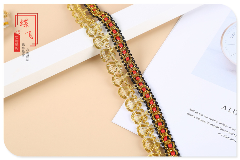 Butterfly single-sided and double-sided gold and silver wire woven lace ethnic costume performance costume accessories woven ribbon decoration pic 9