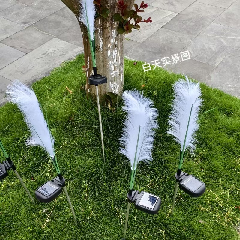 Cross-border outdoor solar optical fiber reed ground insertion simulation reed landscape courtyard decorative lights and reed lighting lights pic 11
