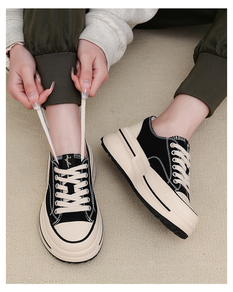 内里头层羊皮帆布鞋2024秋冬新款女士增高厚底鞋女休闲百搭鞋子女详情31