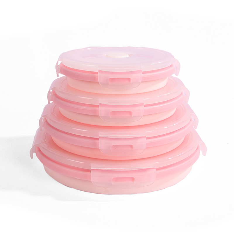 Microwave-safe, foldable silicone insulated lunch box, sealed to prevent cross-contamination of flavors, food-grade round silicone lunch box pic 18