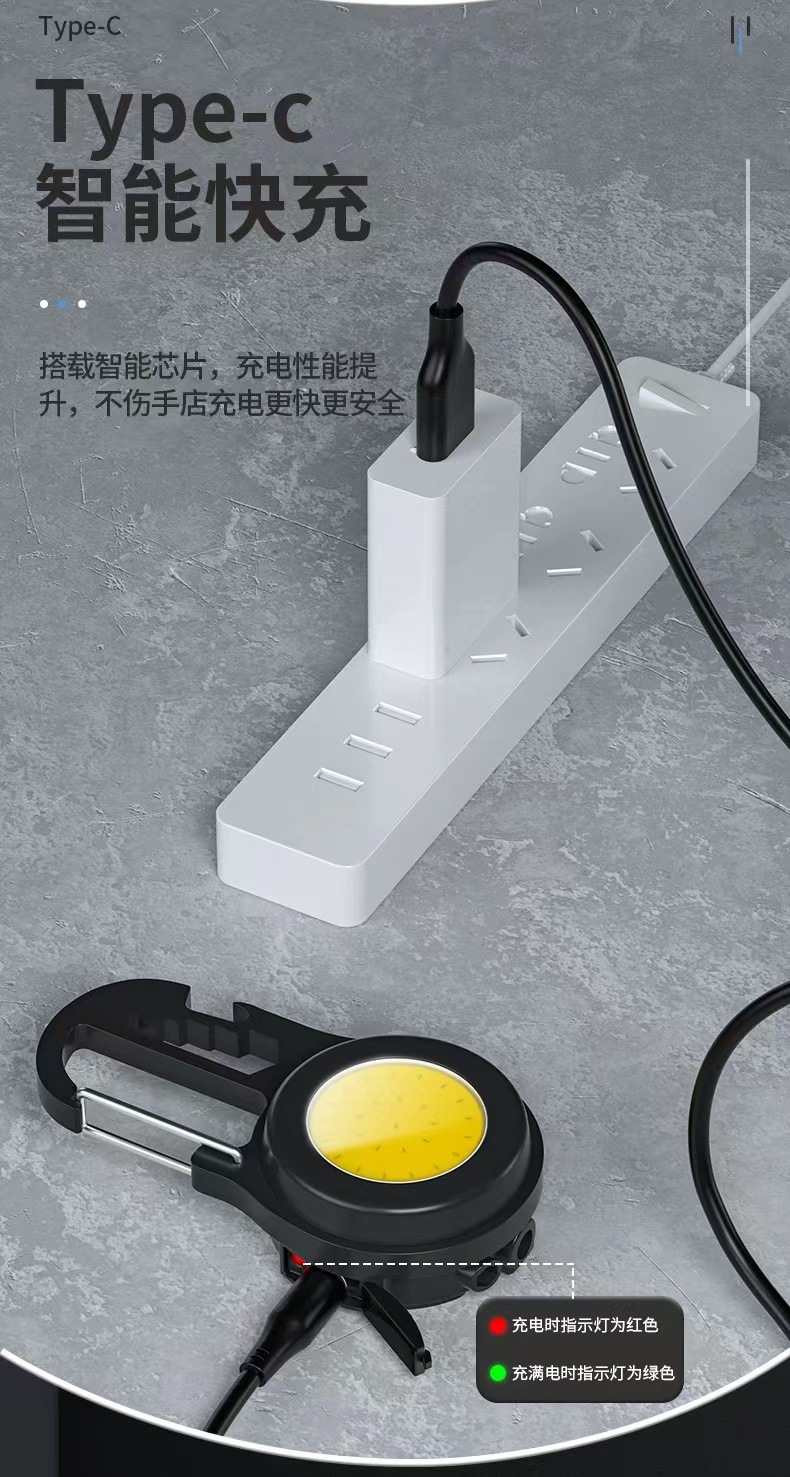 Cross-border Douyin 22 New Portable outdoor Camping multi-functional charging high-brightness COB work keychain light pic 1
