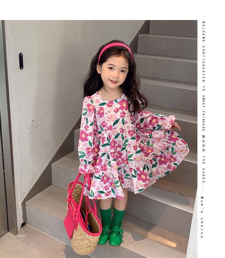 图图小象女童秋季童装儿童韩版碎花连衣裙洋气针织开衫宝宝套装详情41