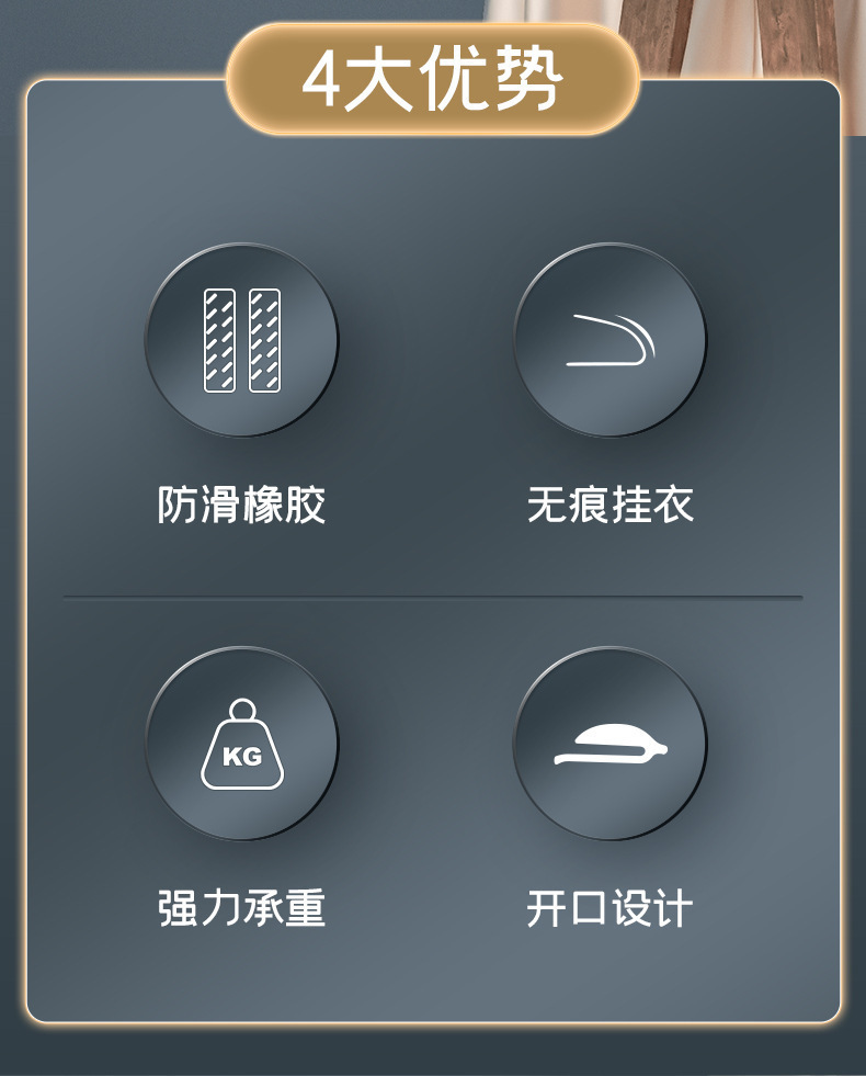 鱼嘴干湿衣架无痕防滑开口成人衣架宿舍收纳神器收纳师专用晾衣架详情2