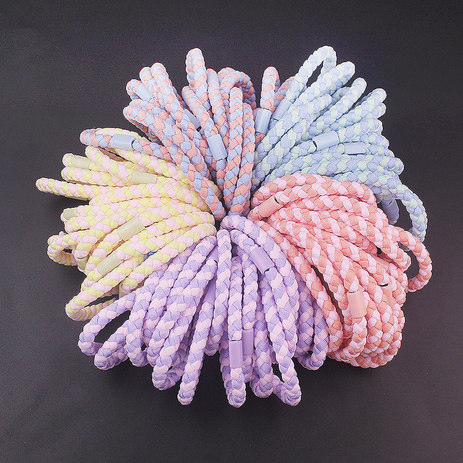 diy base hair bands, simple and colorful braided hair ties, student version macaron-colored rubber bands wholesale ponytail hair accessories pic 1