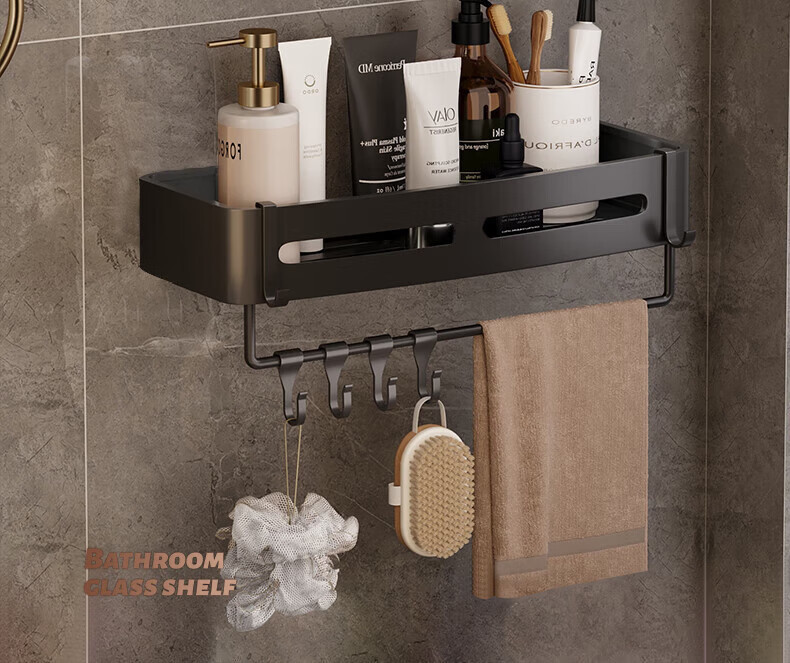卫生间浴室三角置物架洗手间厕所架子免打孔壁挂式墙上枪灰收纳架详情6