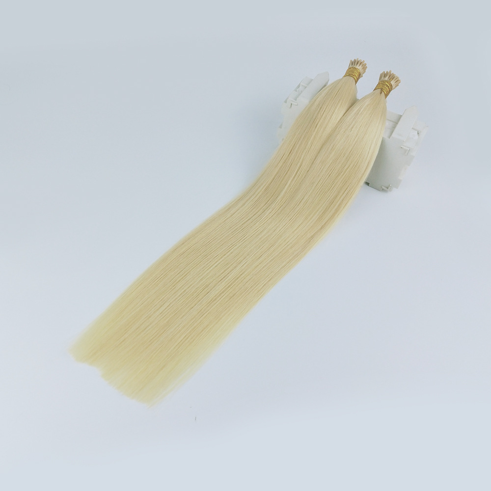 European and American hair extension I tip hair extension rubber head hair extension straight hair #60 blonde pic 5