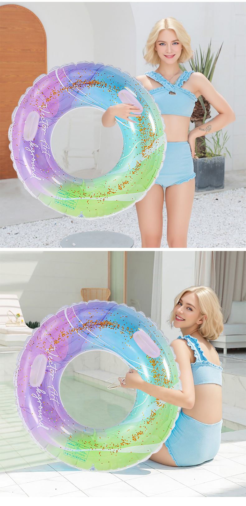 Wholesale of cross-border best-selling new swimming rings, sequined starry sky swimming rings, water swimming rings, adult armpit life buoys pic 11