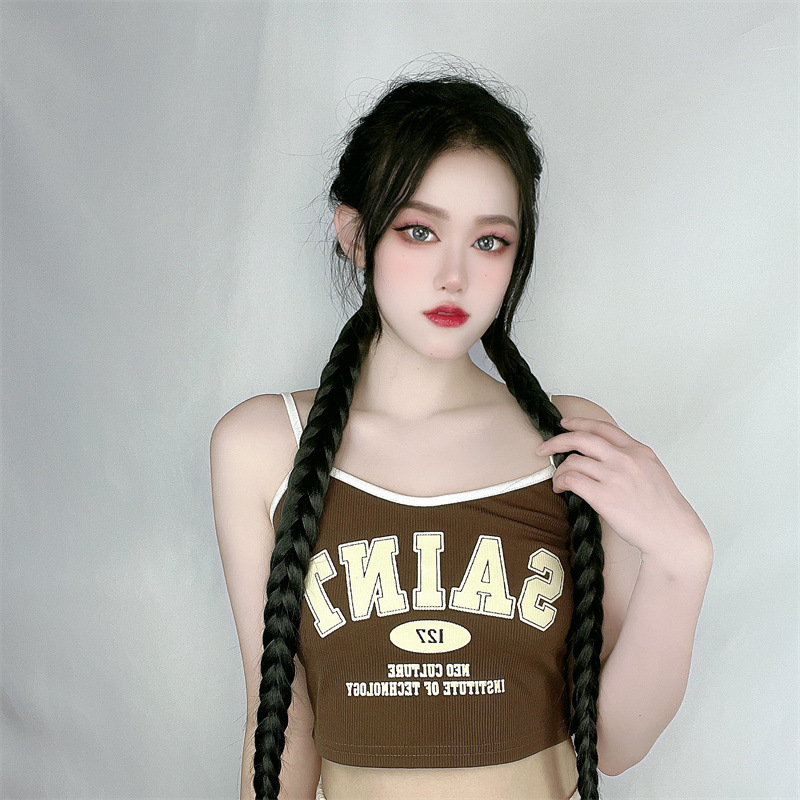 The same style of wig as the Internet celebrity, a long braid for women, double ponytails, realistic hair strands, and fashionable boxing braid shooting props pic 8