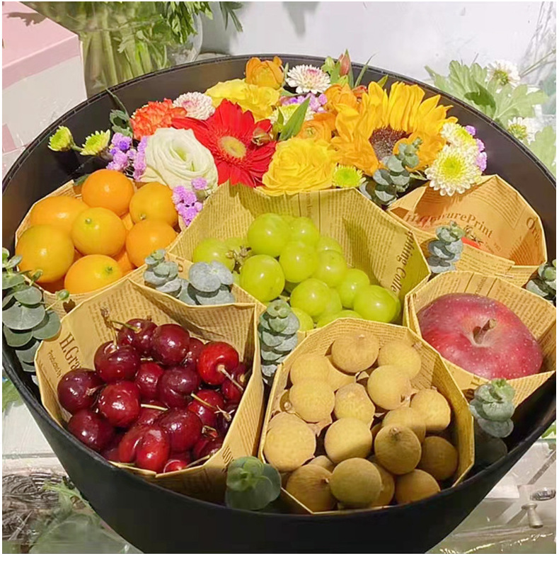 英文报纸花束礼品包装纸英文牛皮纸向日葵包花纸鲜花包装材料批发详情25