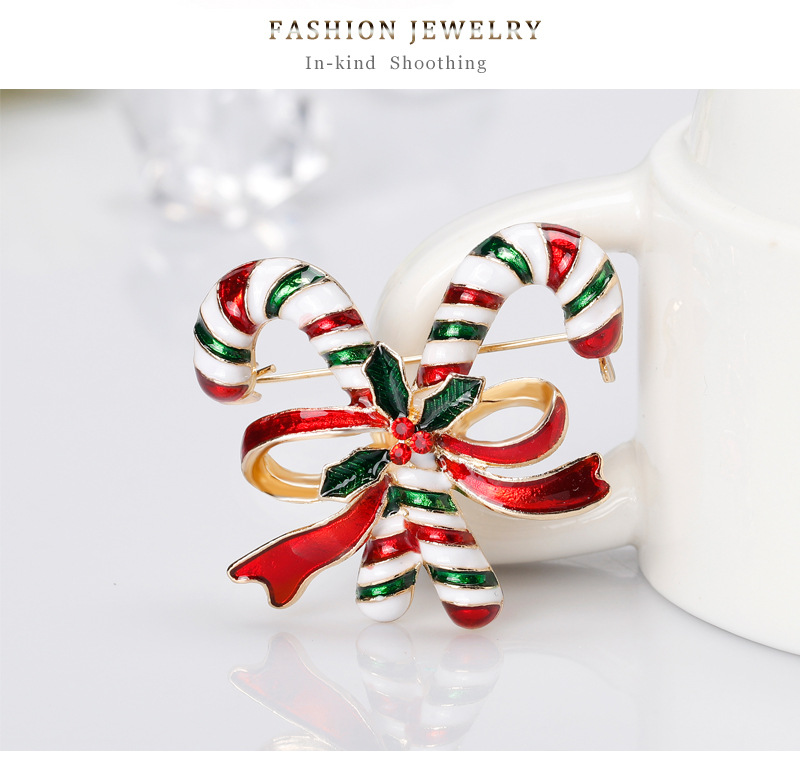 New Christmas collection brooches, fashionable and exquisite diamond-encrusted candy walking stick pins, brooches, and Danbi accessories pic 11