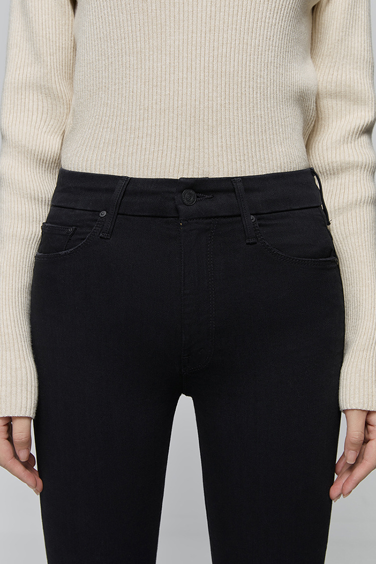 The new Mother high-waisted 9-inch high-elasticity skinny jeans, which are the same style as those worn by European and American bloggers, can lift the buttocks and make you look slimmer. Korean style jeans for women pic 11
