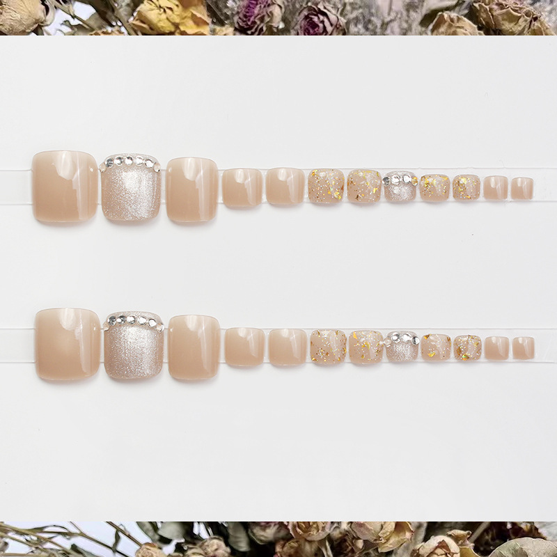 JZ-135 Wearable nail Art nail plate wholesale matte gold edge French toenail stickers detachable pieces waterproof toenails pic 15