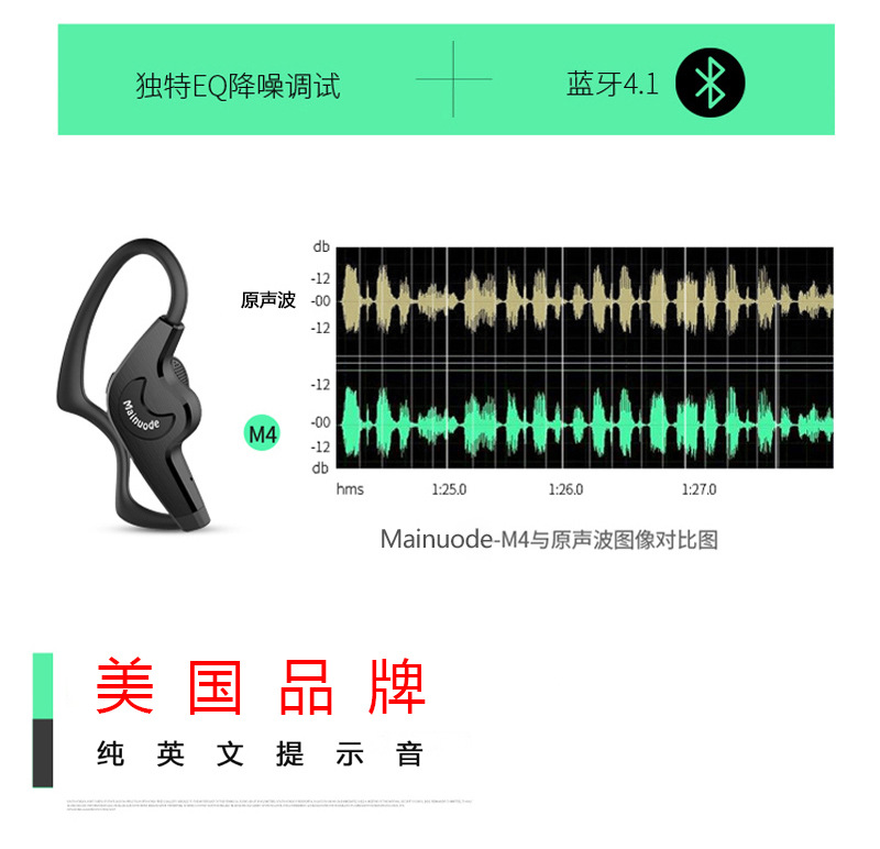 跨境电商热卖 商务蓝牙耳机M4 开车蓝牙耳机4.1 手机通用型耳挂式详情6