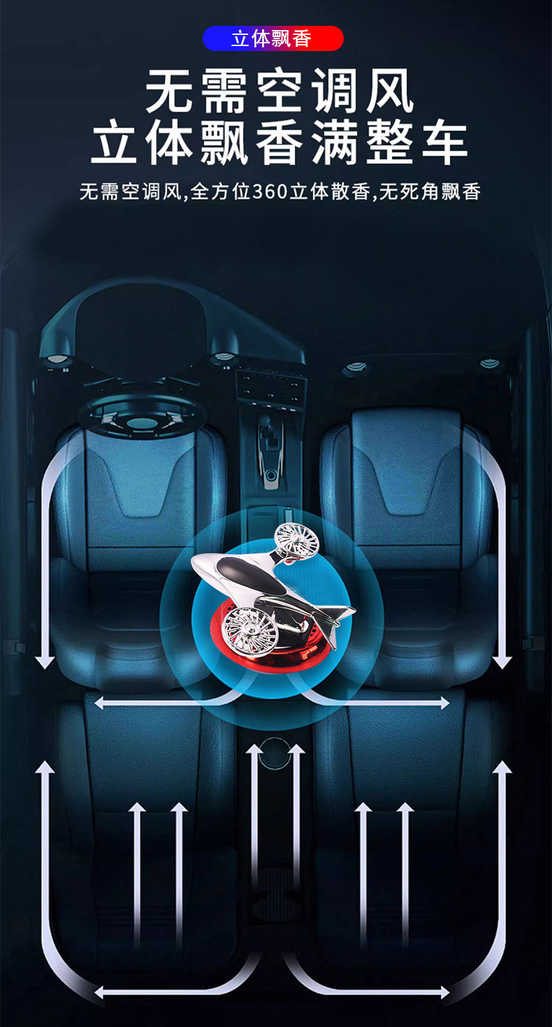 The 2024 new vehicle-mounted solar-powered aircraft aroma diffuser, solar-powered rotating fighter jet perfume holder, is long-lasting and fragrant pic 6