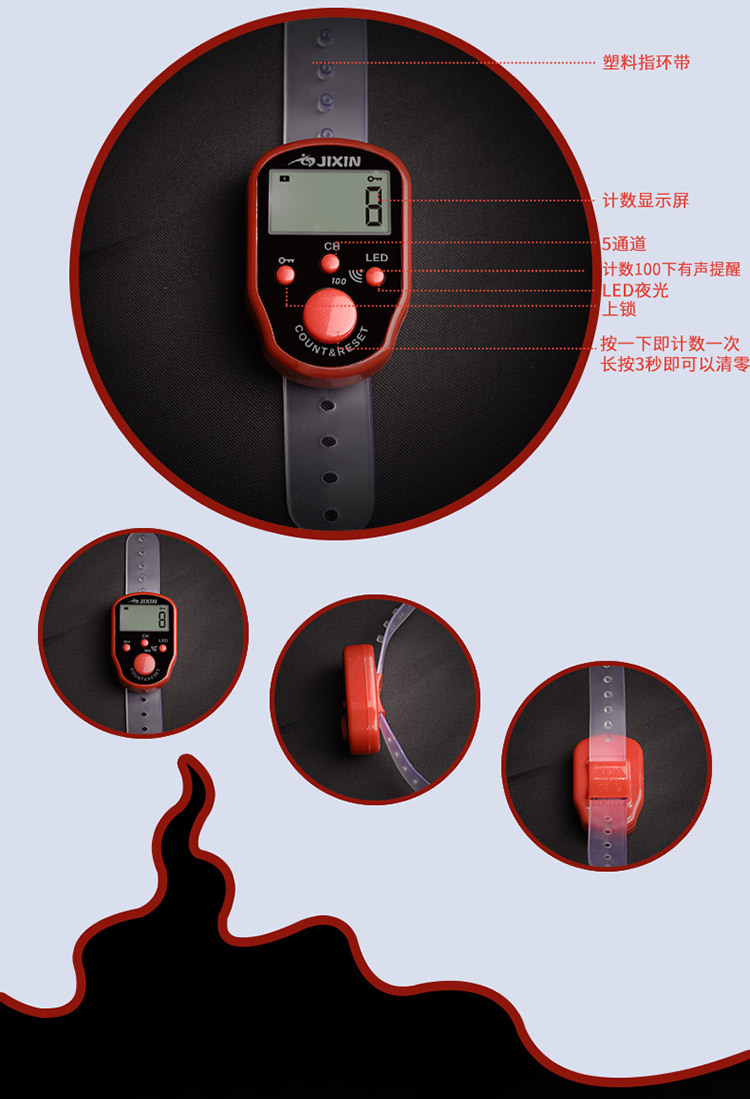 Five-channel full counter with 100 sound reminder, chanting counter ring, luminous manual counter pic 4