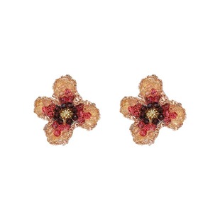 Blue flower earrings, mosquito-repellent incense plate ear clips, no holes, high-end, niche retro style, light luxury stud earrings, Korean-style earrings pic 12