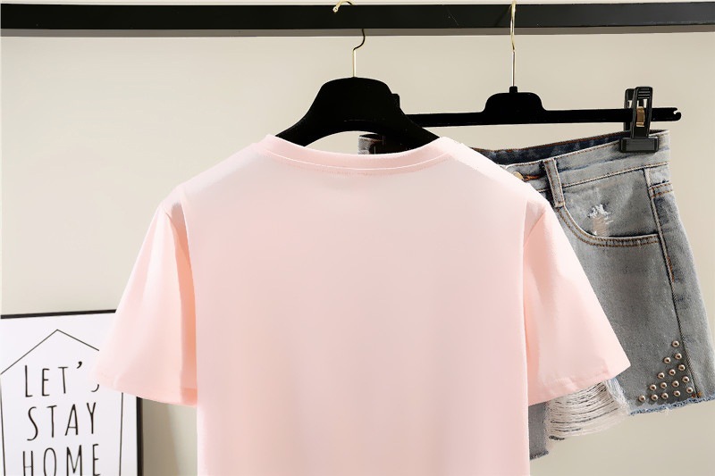 2023夏季新款韩版短袖t恤女潮学生休闲圆领上衣大码女装跨境外贸详情24