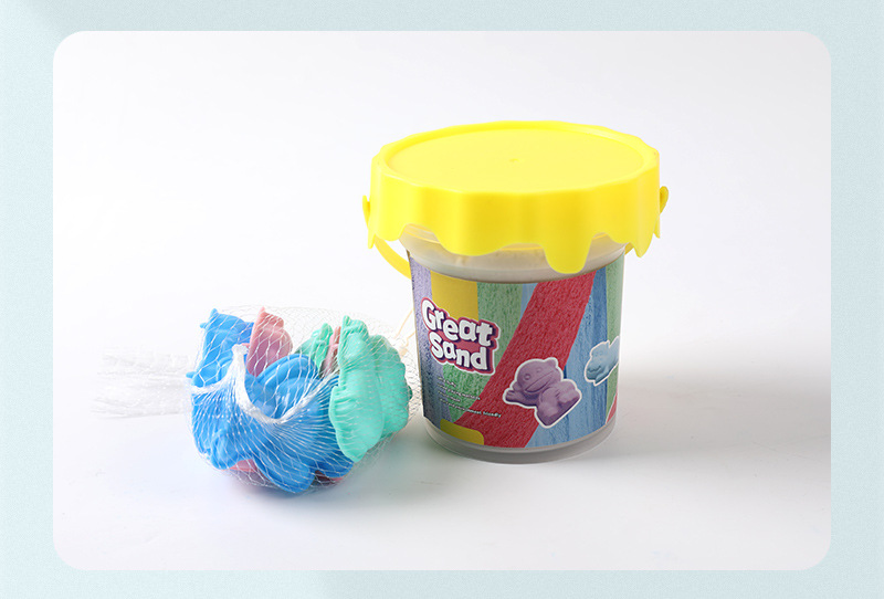 一斤装太空彩沙桶装解压棉花沙 儿童玩具绵柔造型沙太空玩具沙详情11
