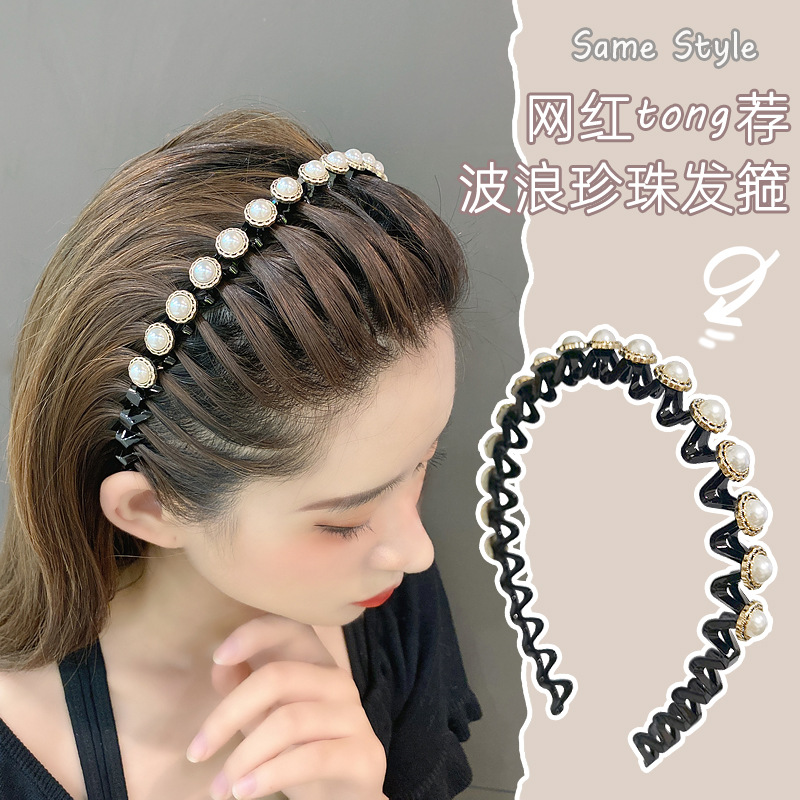European and American fashionable pearl hair bands, shiny Baroque rhinestone hair accessories, four-leaf clover hair clips, heavy industry popular adult hair accessories pic 16