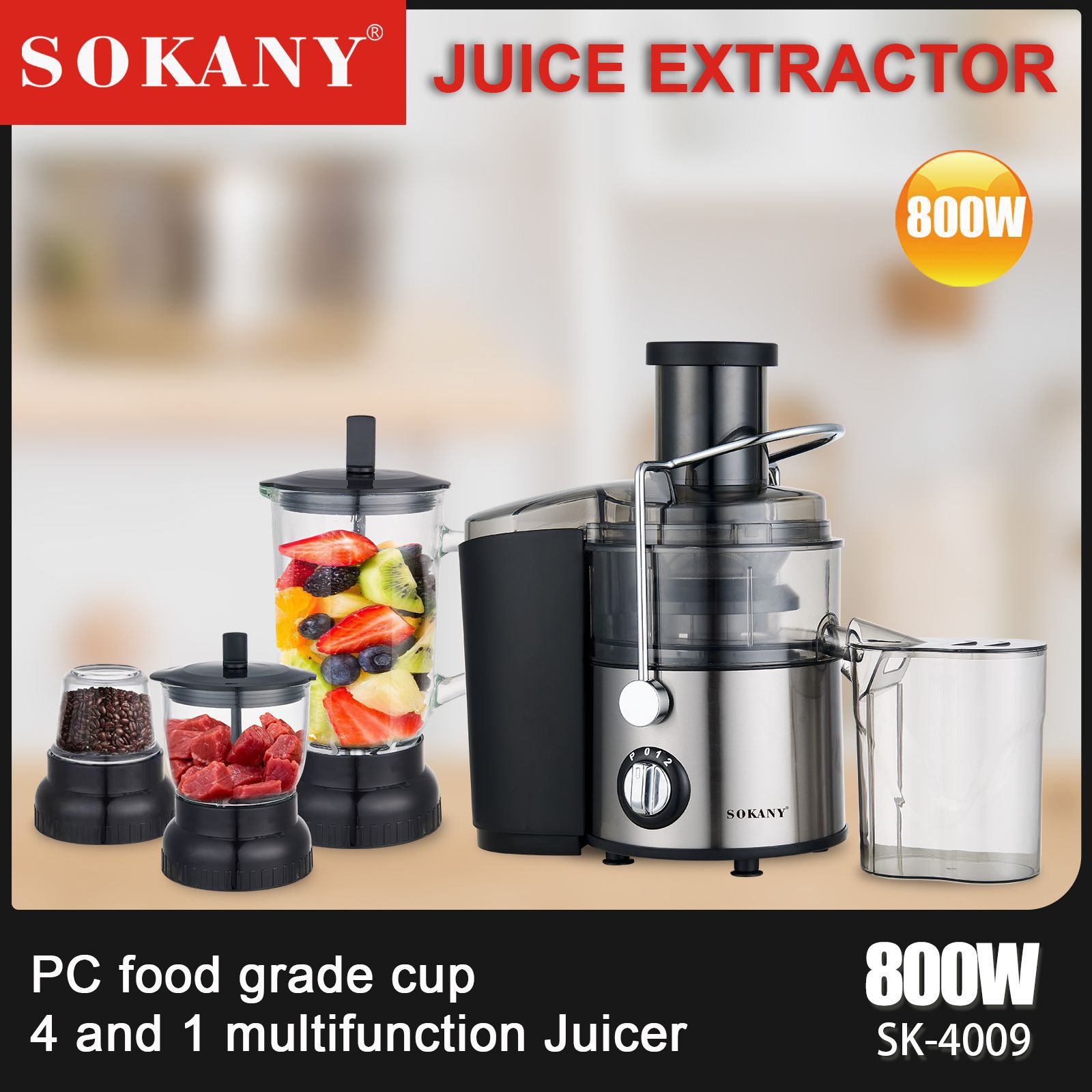 Foreign trade SOKANY4009 Household multi-functional juicer, stainless steel fully automatic juicer with juice residue separation pic 7