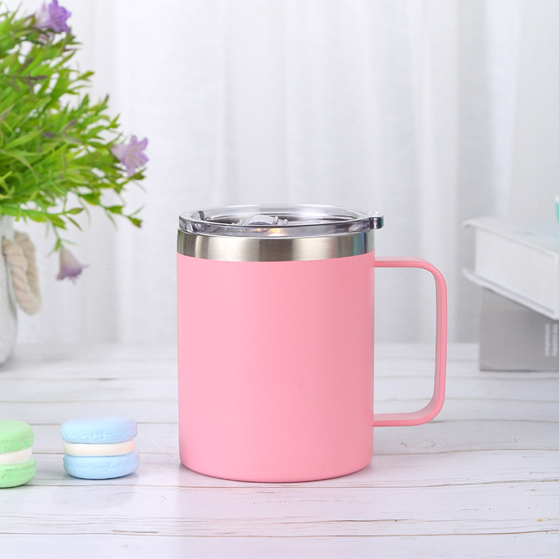 Simple 304 stainless steel insulated cup with handle, office water cup, fruit-colored straight car cup, customizable as a gift pic 7