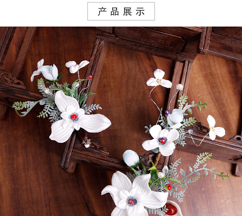 Bride hairpin headwear, forest-style super fairy-like Korean adult short hair clip, wedding dress hair accessory, side clip, hair flower hairpin pic 5