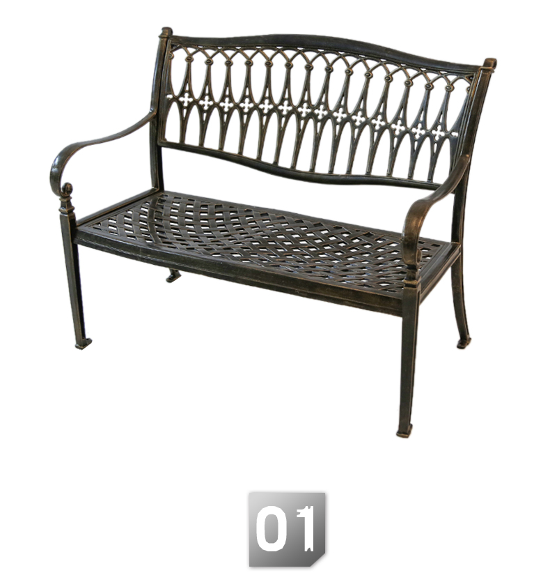 野人谷公园椅户外长椅广场休闲椅庭院园林椅子铁艺铸铝休闲座椅详情3