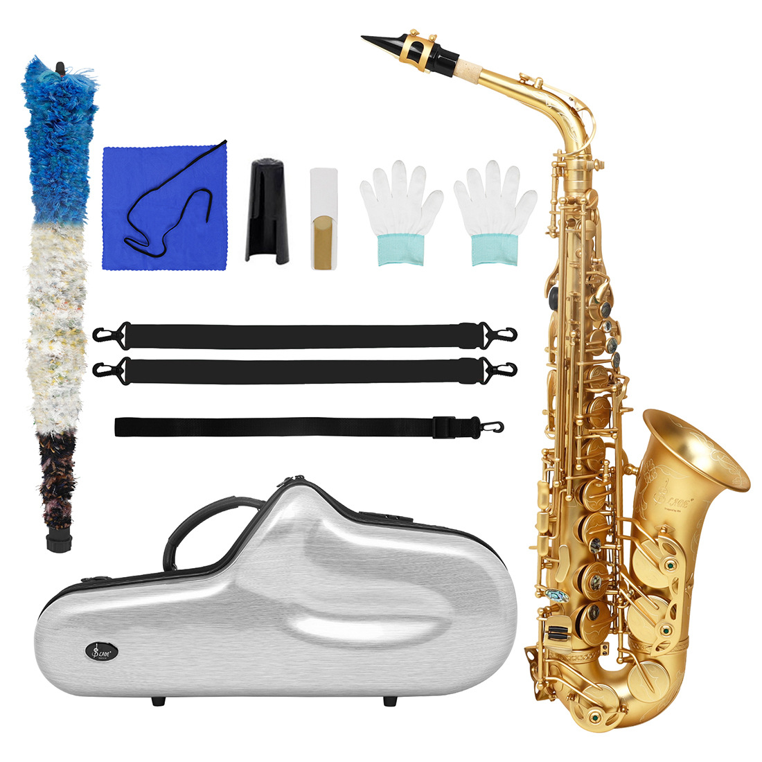 LADE中音磨砂萨克斯乐器初学成人演奏降E调鲍鱼壳按键中音萨克斯详情3