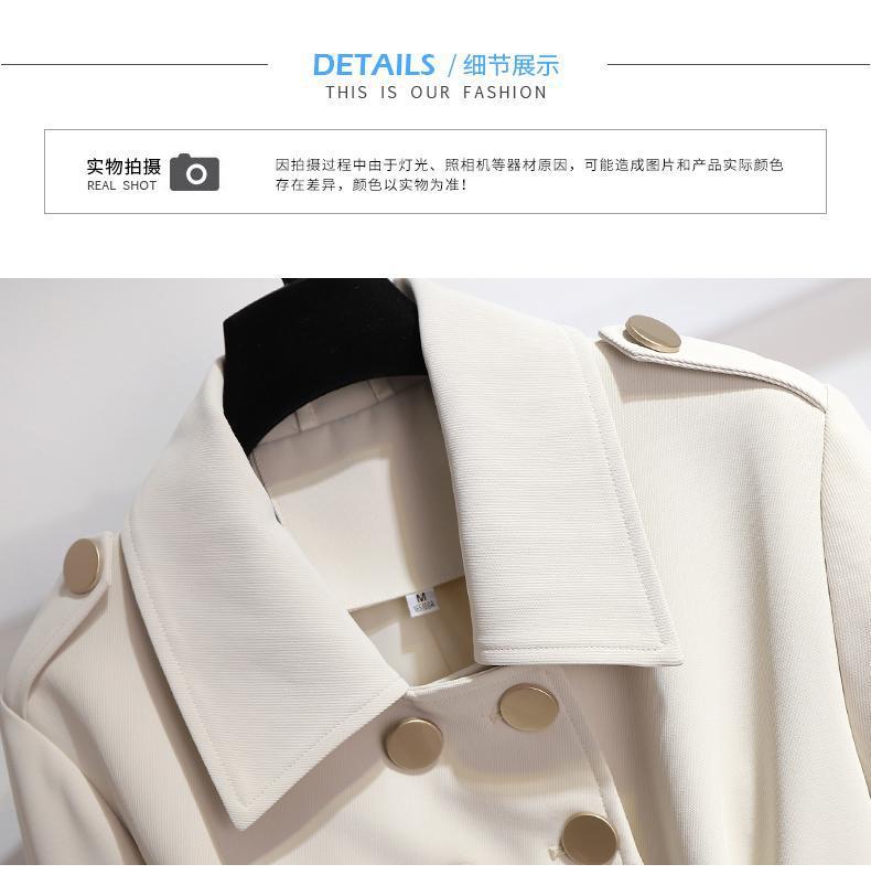 风衣外套女小个子春秋款2022年新款韩版气质收腰中长款英伦风外衣详情13