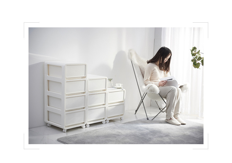 抽屉式塑料夹缝收纳柜窄柜带滚轮床头柜多层储物零食柜收纳箱柜详情9