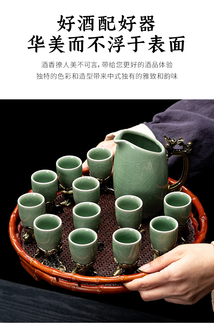 Ceramic wine sets, twelve Chinese zodiac animal heads, white spirit cups, wine dividers, gift wine glasses, high-end gift box packaging set gifts pic 11