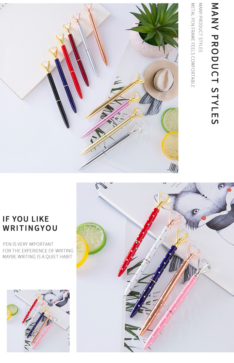 Diamond pens, metal ballpoint pens, large diamond pens, advertising pens, gift pens are in stock and can be printed with logos. Factory wholesale pic 6
