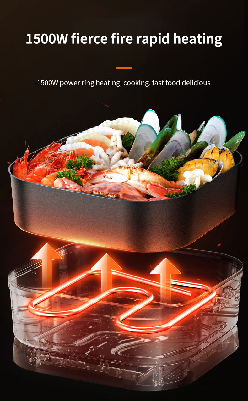 电火锅方锅烧烤一体锅跨境代发家用电热锅ELECTRIC FRYING PA详情6