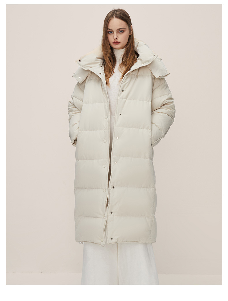 Jiazehua 2022 New 90-down quilt style down jacket for women, knee-length, loose, thick and hooded, warm for women pic 14