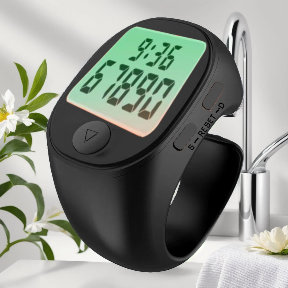 Finger silent counter clock with LED light, counting the flow of people, silent ring counter gift box pic 2
