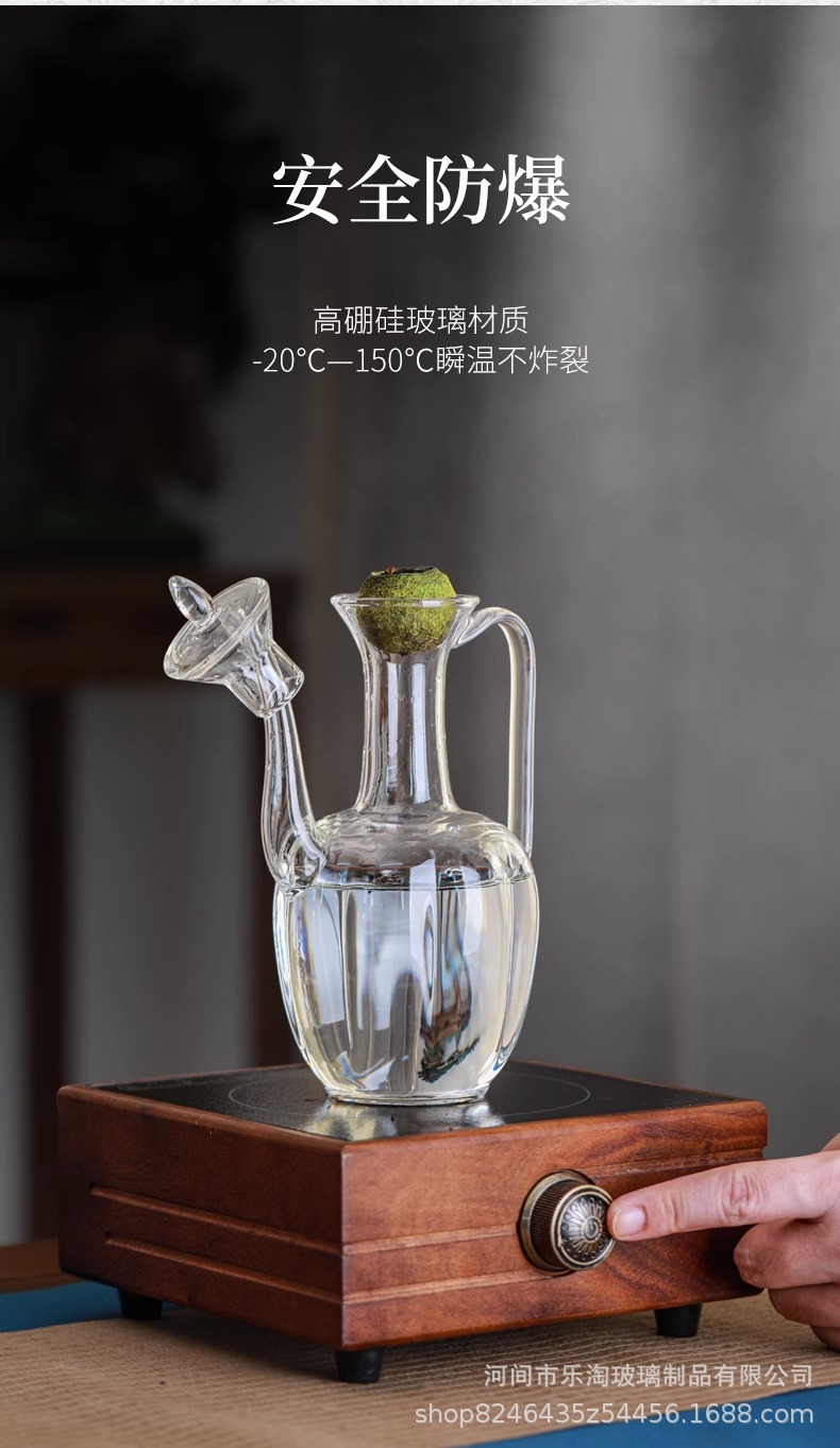 透明仿宋执壶玻璃贵妃壶高硼硅玻璃绿茶壶电陶炉煮茶小青柑泡茶壶详情7
